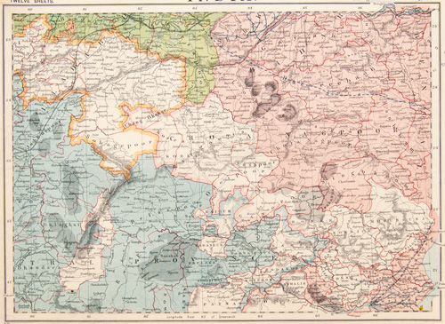 India antique map 1884-1887